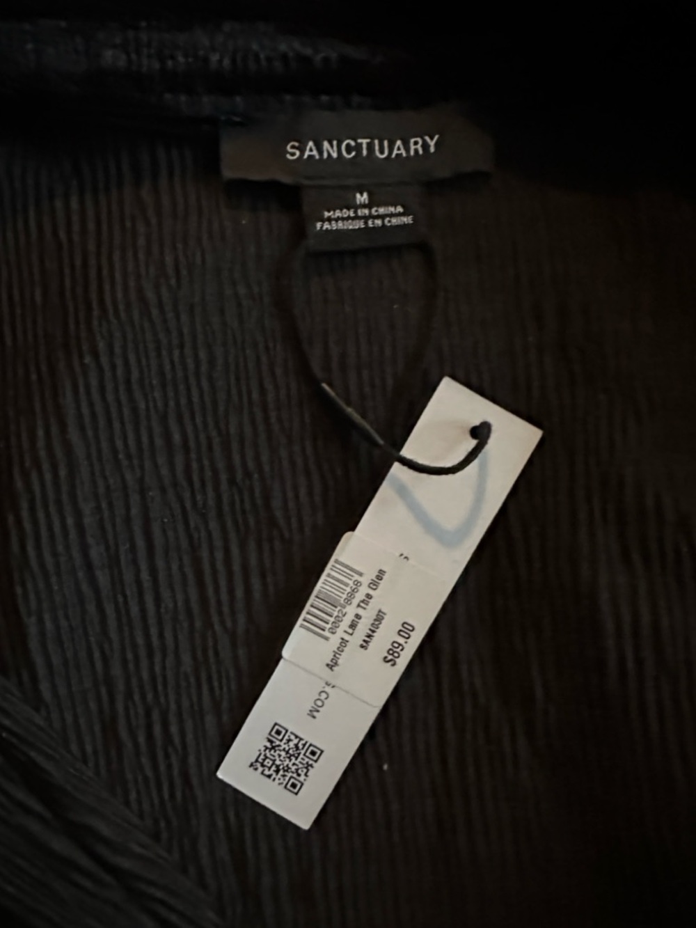Sanctuary Black Velvet Ribbed Button Front Collared Blouse NWT Medium - Picture 6 of 8